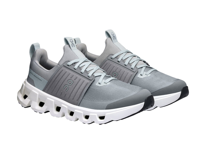 Tenis deportivos On Cloud en color gris alloy y blanco, diseño moderno para niños.