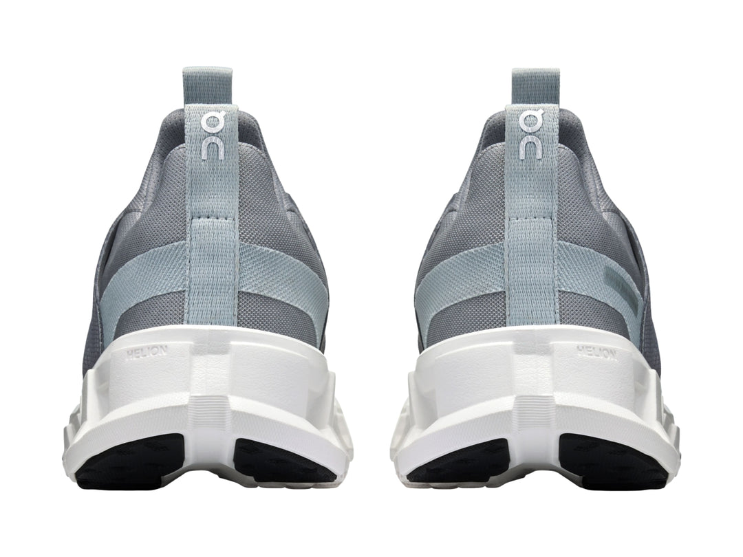 Tenis deportivos On Cloud en color gris alloy y blanco, diseño moderno para niños.