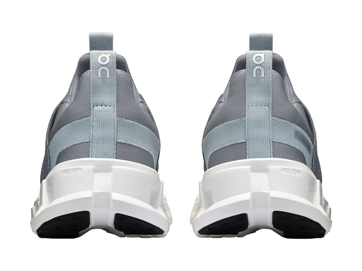 Tenis deportivos On Cloud en color gris alloy y blanco, diseño moderno para niños.
