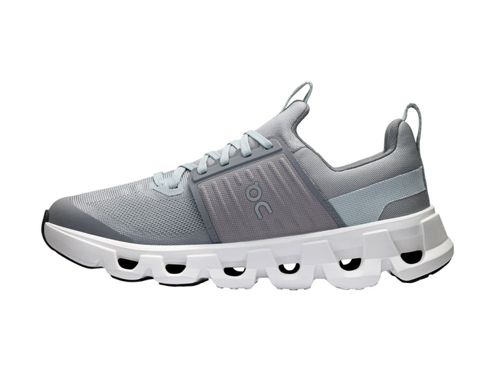 Tenis deportivos On Cloud en color gris alloy y blanco, diseño moderno para niños.