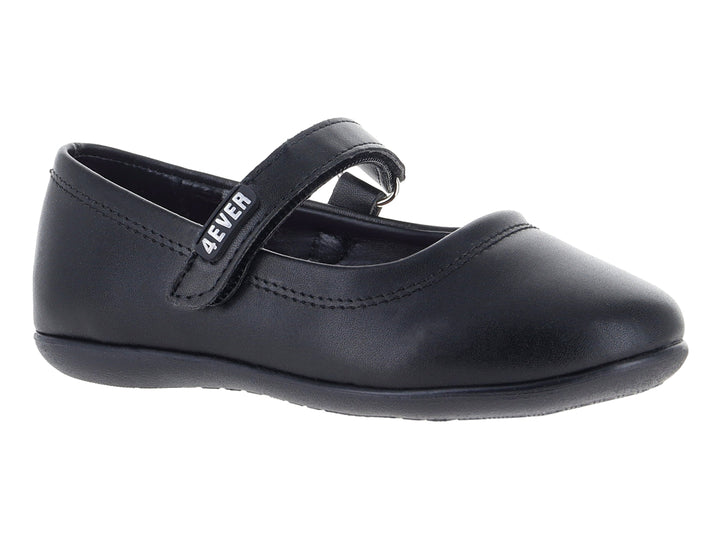 Zapato escolar negro para niño o niña con correa de velcro marca 4EVER.