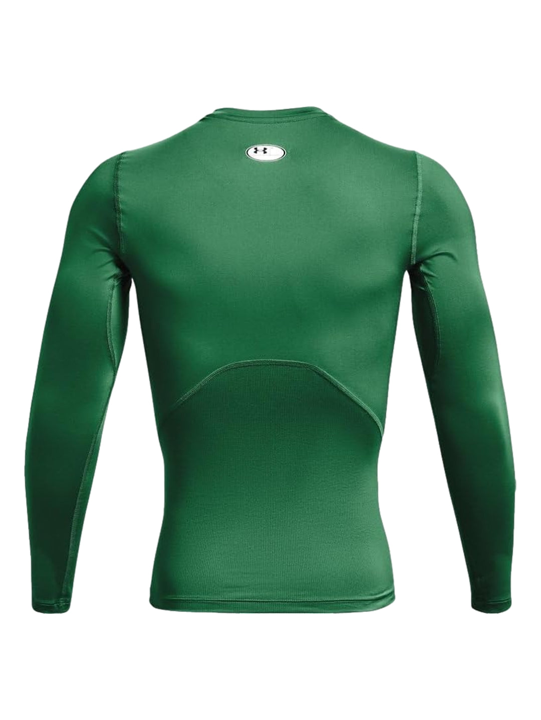 Hombre vistiendo una camiseta deportiva de compresión color verde de manga larga de la marca Under Armour.
