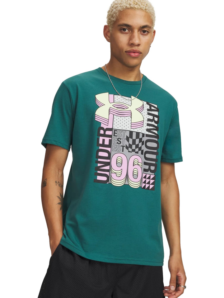 Playera Under Armour Logo Collage Verde para Hombre