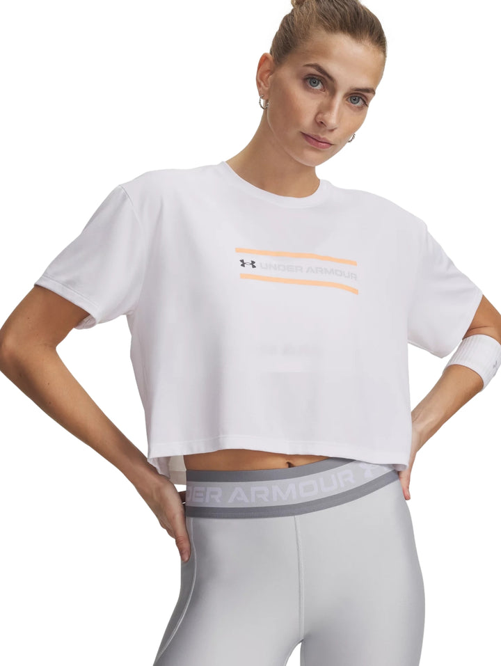 Playera Under Armour Tech Branded Crop Blanco para Mujer