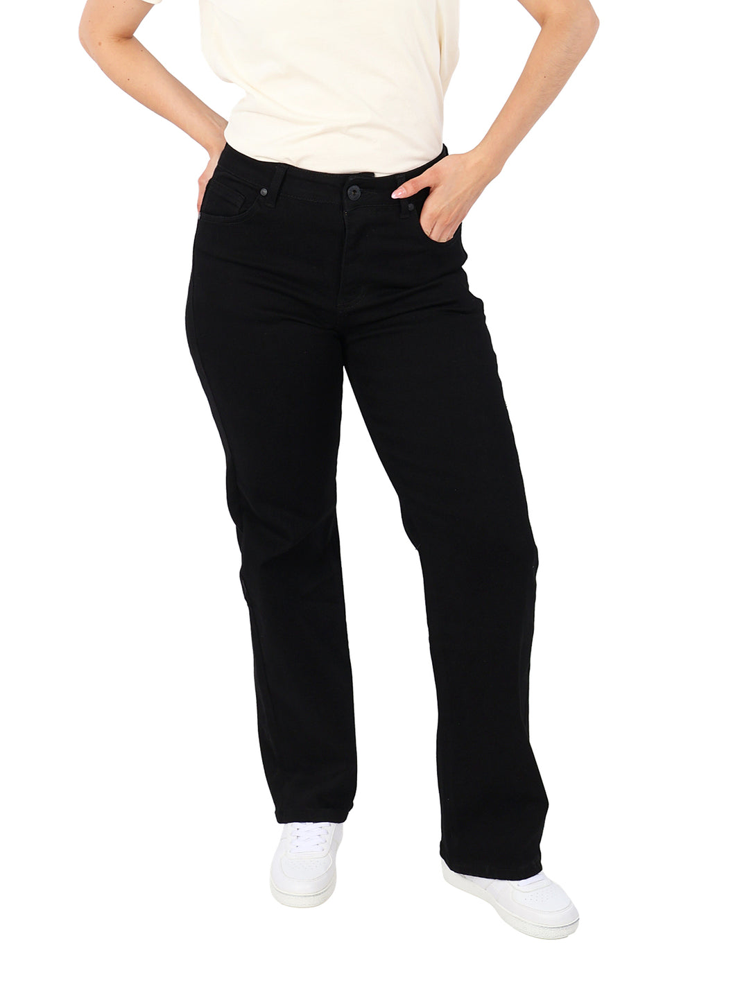 Jeans Rectos Max Denim Negros para Mujer