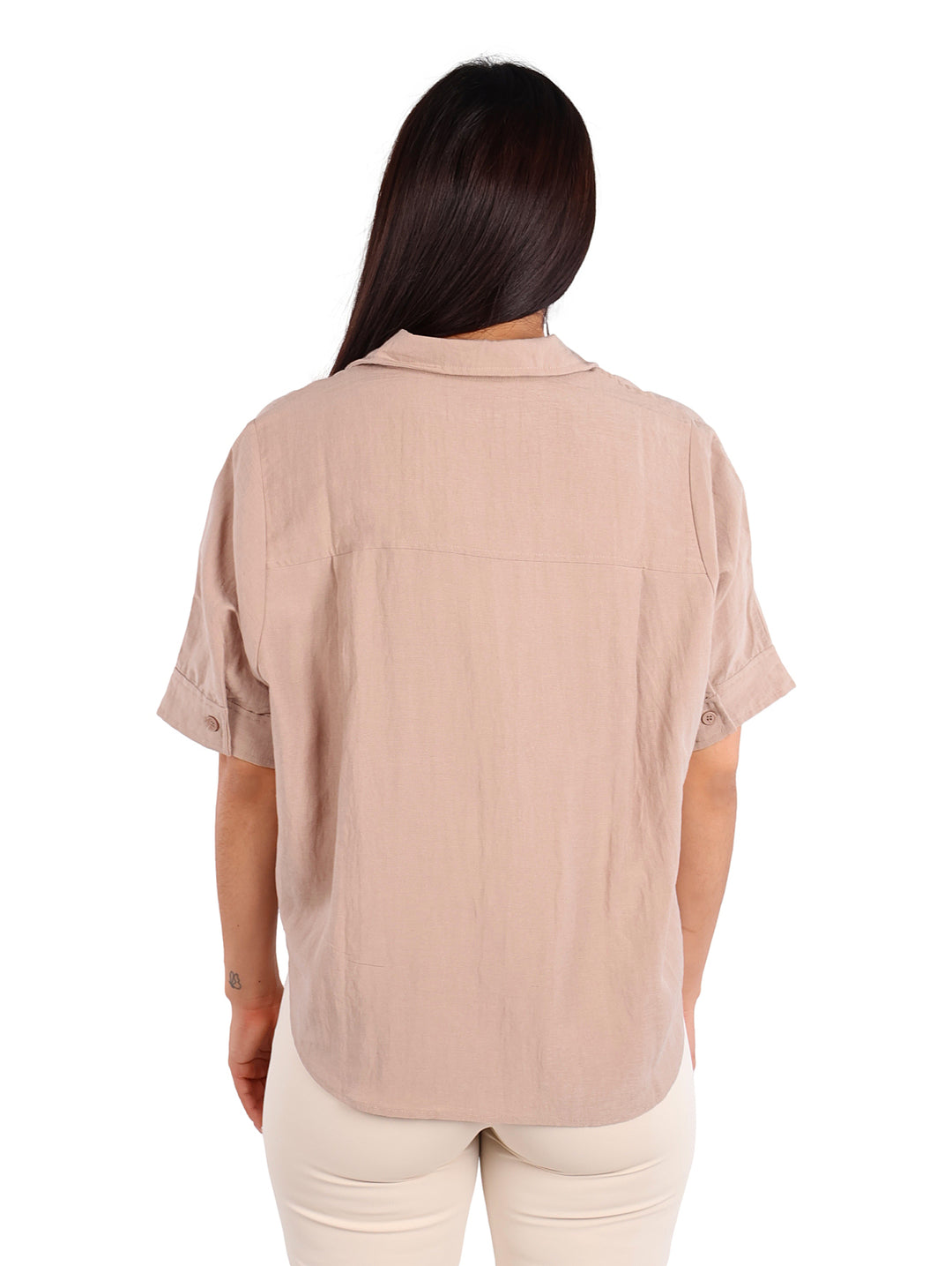 Camisa ATOK Manga Corta Color Khaki para Mujer