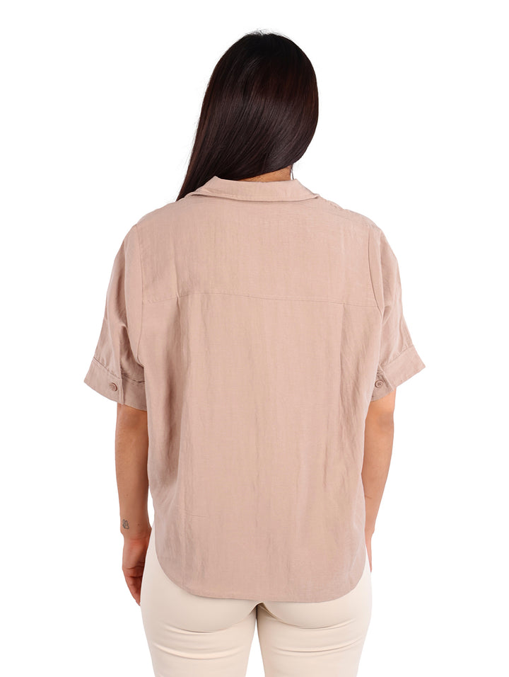 Camisa ATOK Manga Corta Color Khaki para Mujer