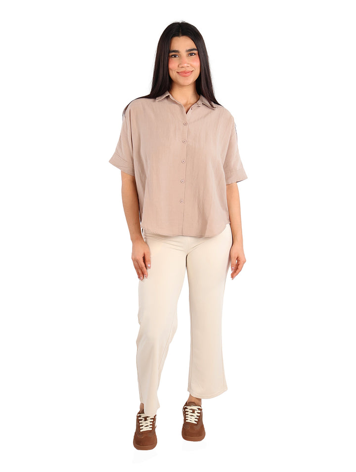 Camisa ATOK Manga Corta Color Khaki para Mujer