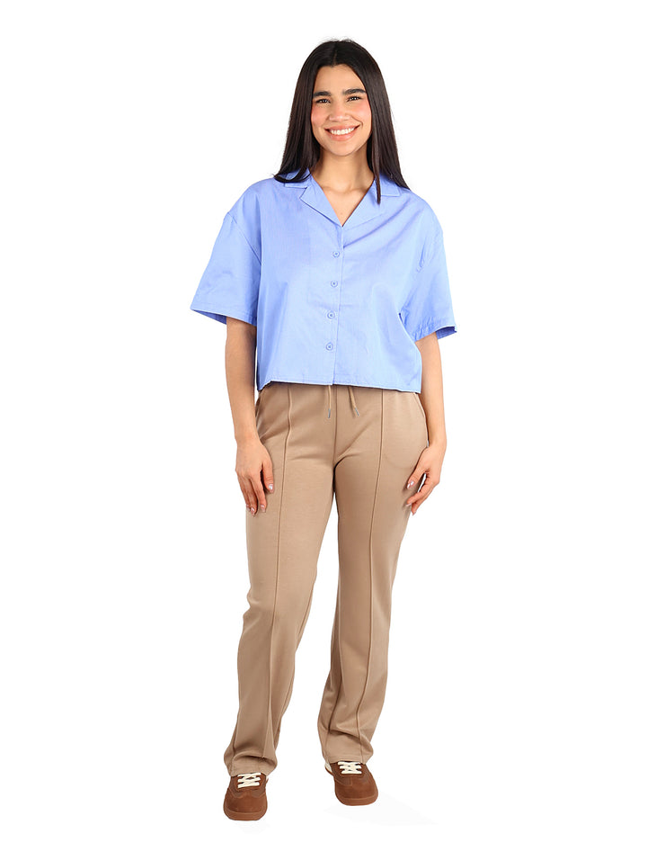 Camisa ATOK Azul de Manga Corta para Mujer