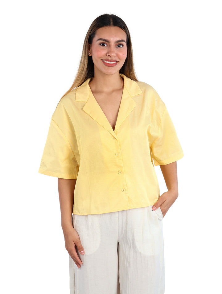 Camisa ATOK Amarilla de Manga Corta para Mujer