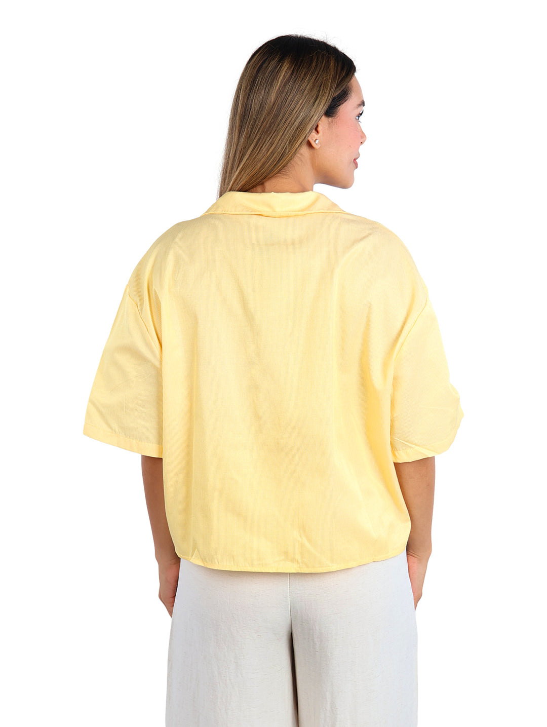 Camisa ATOK Amarilla de Manga Corta para Mujer