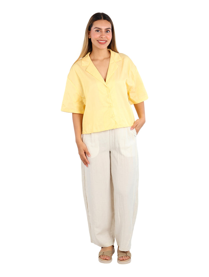 Camisa ATOK Amarilla de Manga Corta para Mujer