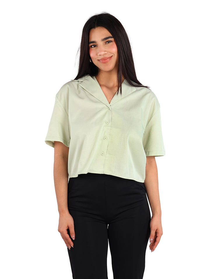 Camisa ATOK Manga Corta Verde Claro para Mujer