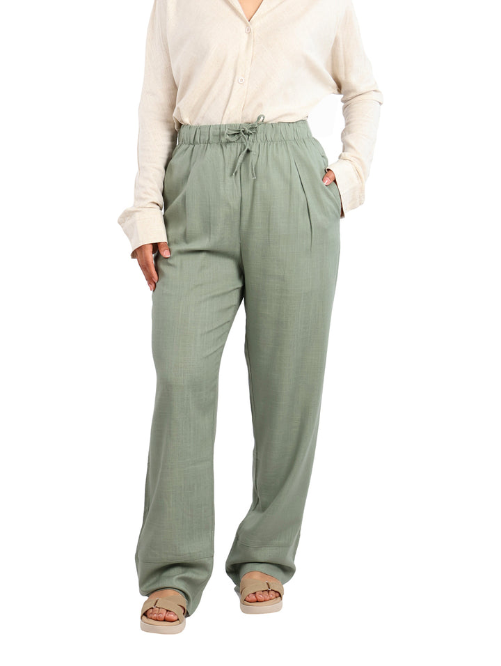 Pantalón de Lino ATOK Verde para Mujer