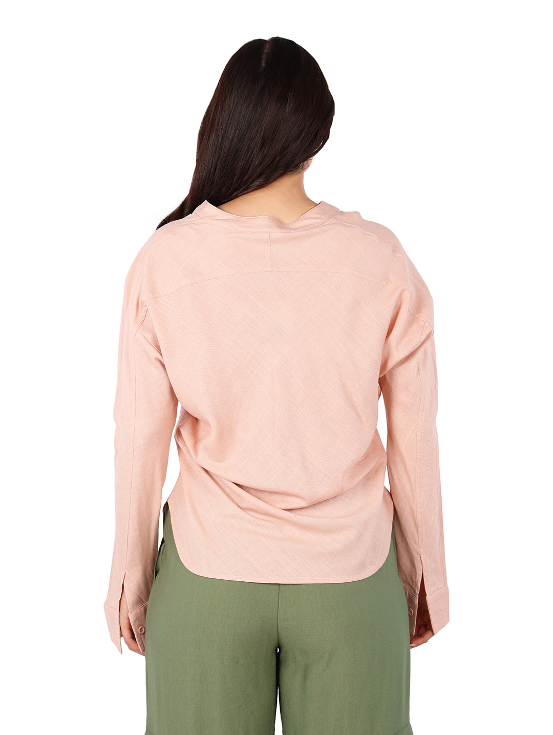 Camisa de Lino ATOK Color Rosa para Mujer