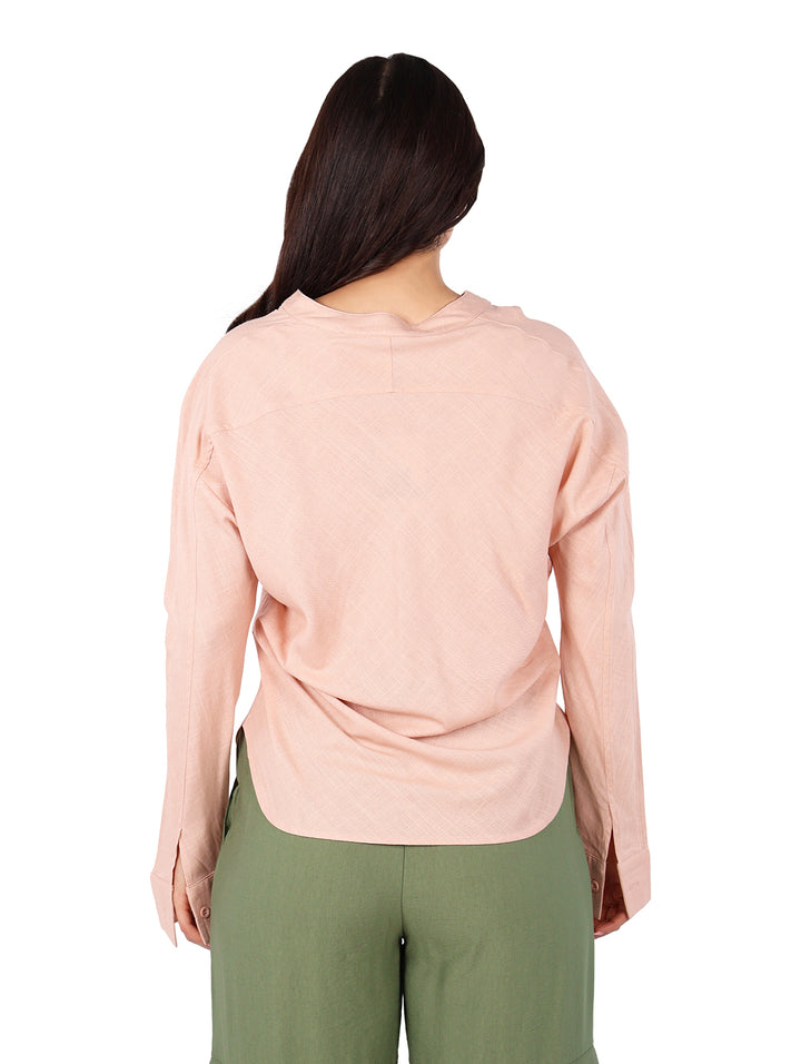 Camisa de Lino ATOK Color Rosa para Mujer