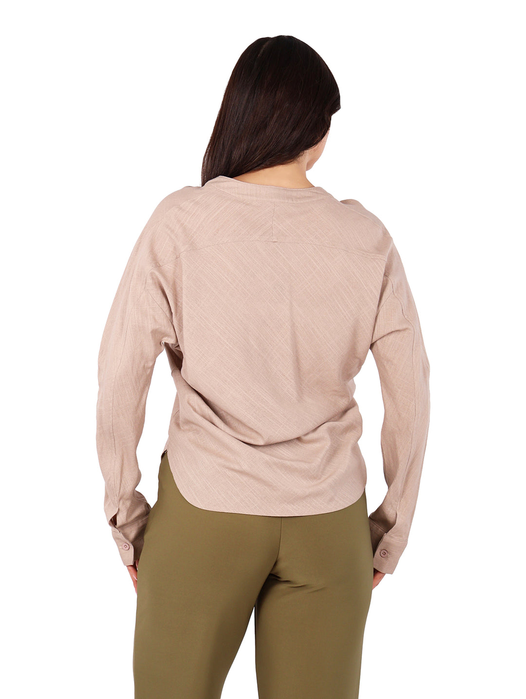Camisa de Lino ATOK Color Khaki para Mujer