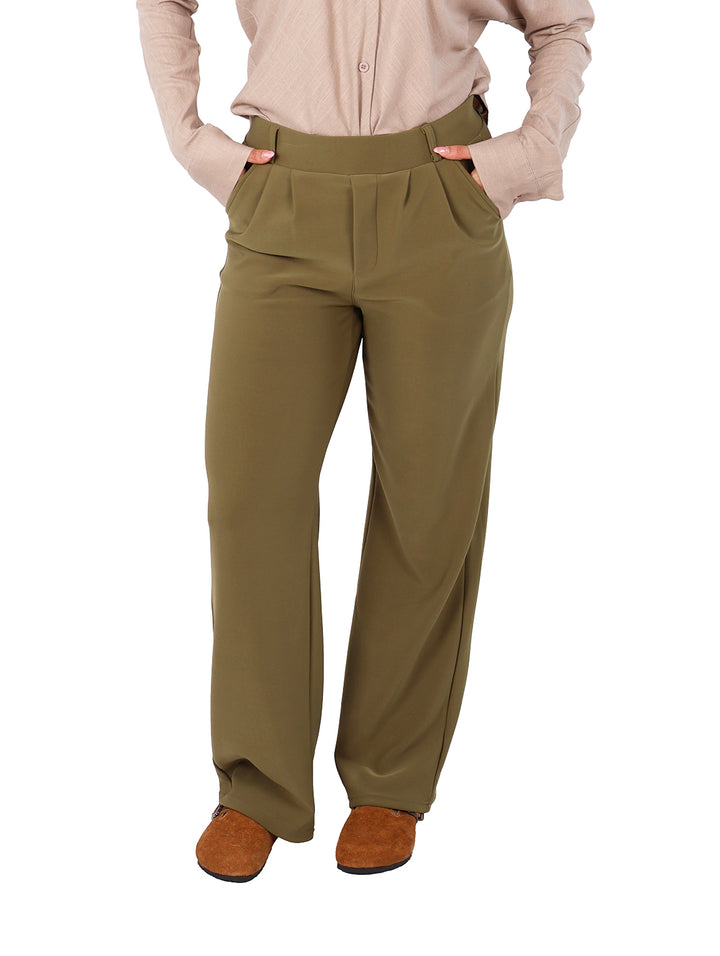 Pantalón con Pinzas ATOK Verde para Mujer