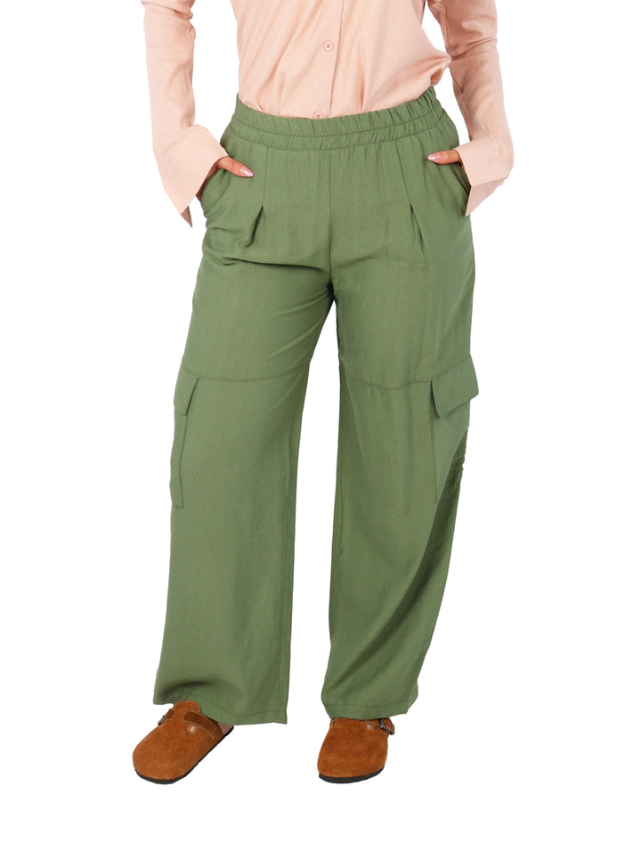 Pantalón Cargo de Lino Vanidad Verde para Mujer