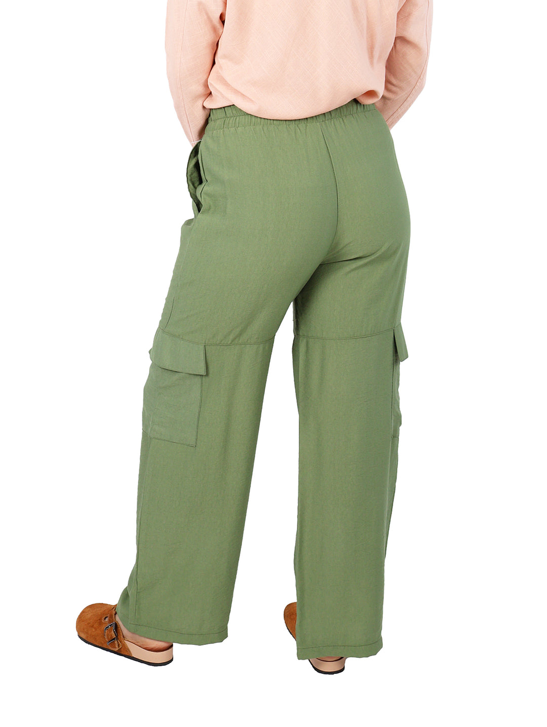 Pantalón Cargo de Lino Vanidad Verde para Mujer