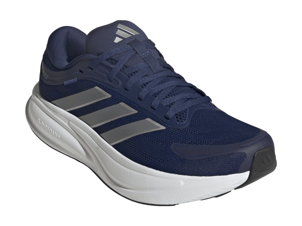 Tenis deportivos Adidas Response 2 en color azul marino con suela blanca y franjas grises laterales.