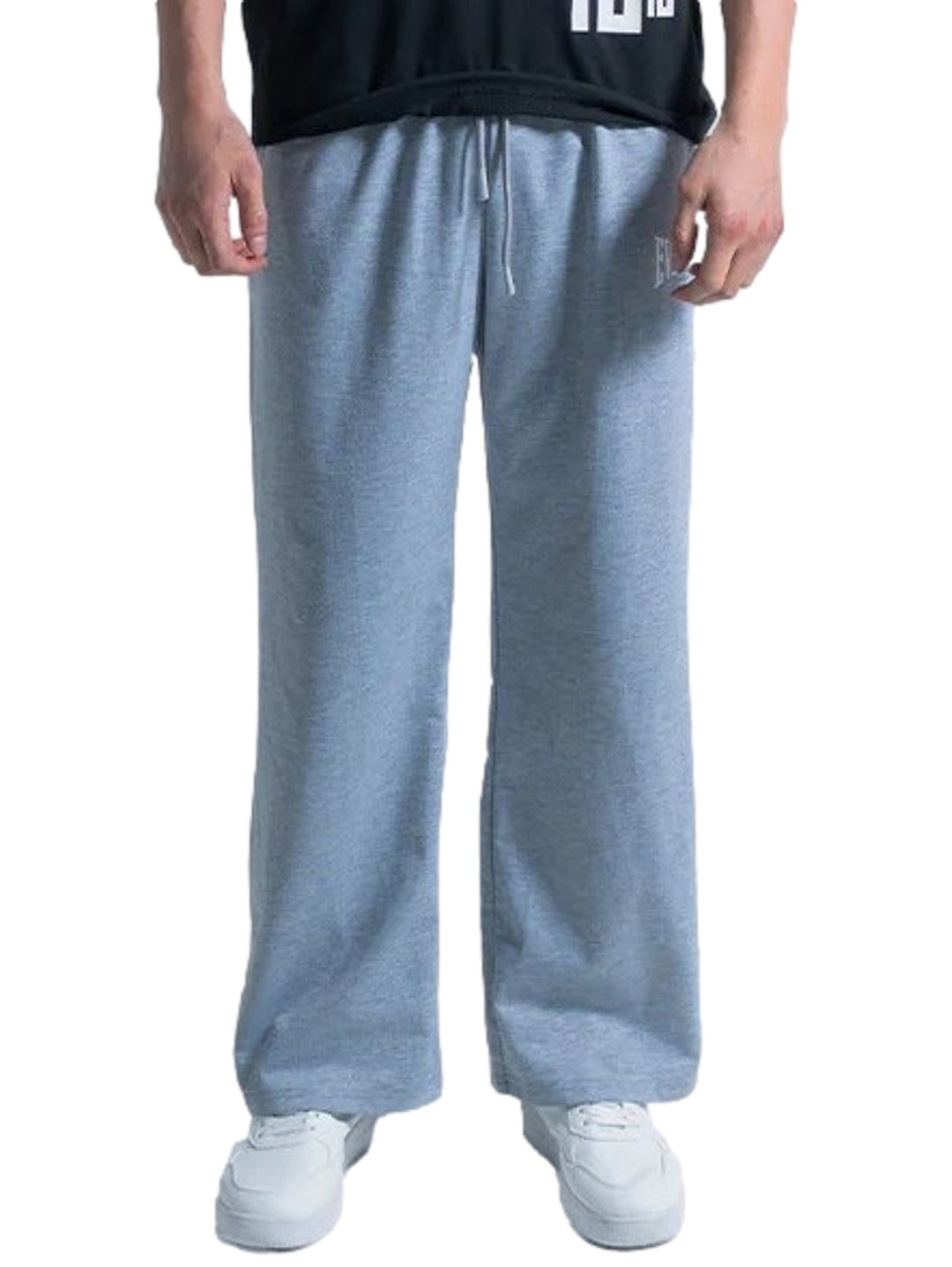 Pantalón deportivo Everlast color gris jaspeado de corte recto y cintura con cordón ajustable.