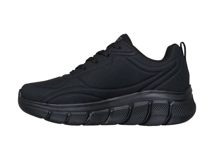 Tenis deportivos Skechers color negro total con suela robusta y agujetas