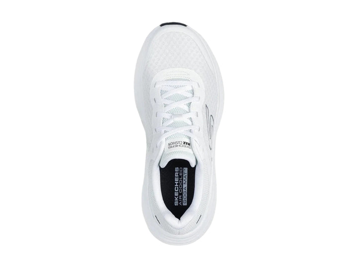 Tenis deportivos Skechers color blanco con suela Max Cushion y malla transpirable.