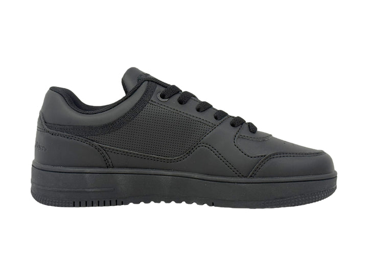 Zapatos deportivos Champion color negro sólido para niños con agujetas y suela plana.