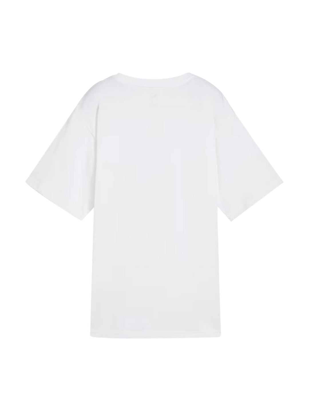 Camiseta blanca de manga corta PUMA con logotipo pequeño en el pecho.