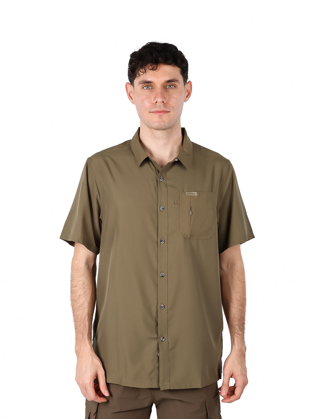 Camisa UNGA Outdoor Manga Corta Verde Militar para Hombre