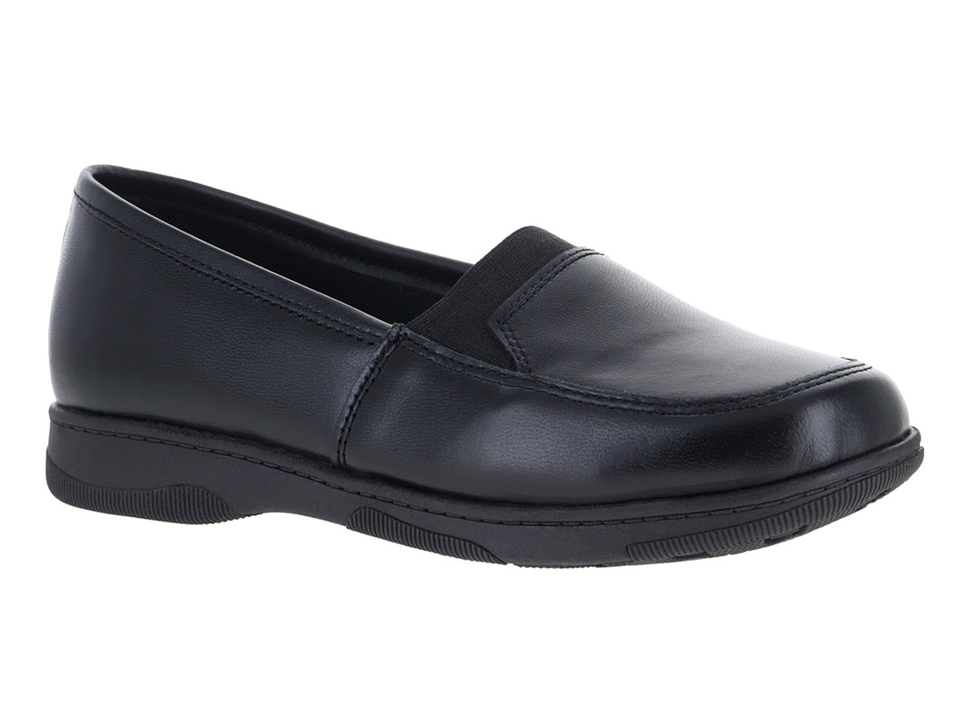 Zapato plano cerrado de color negro, estilo confort marca Dianais.