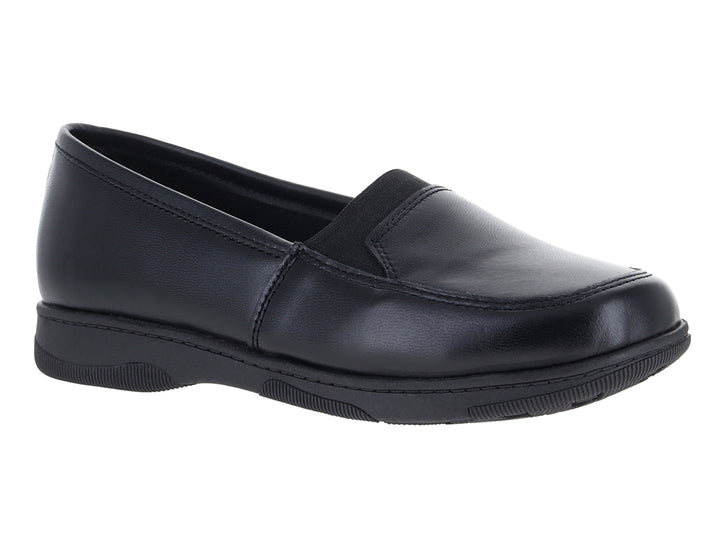 Zapato plano cerrado de color negro, estilo confort marca Dianais.