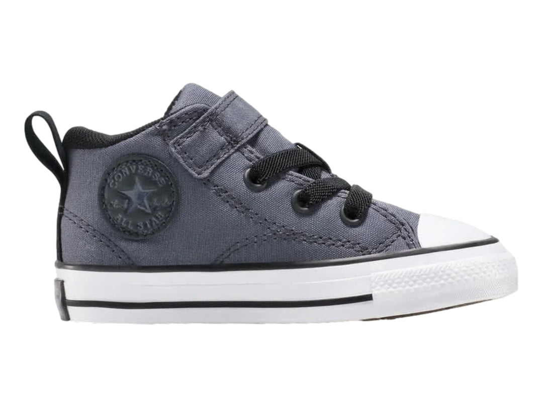Tenis Converse color gris con suela blanca y cierre de velcro para Niño.