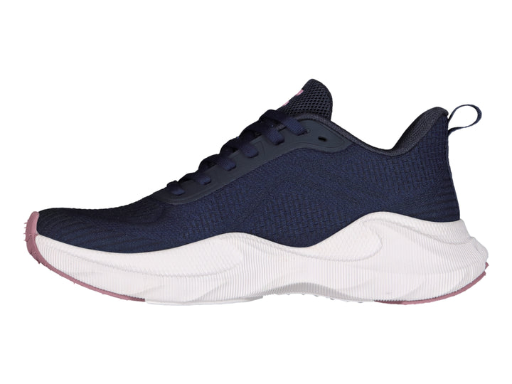 Tenis deportivos Charly color azul marino con suela blanca gruesa y detalles en rosa.