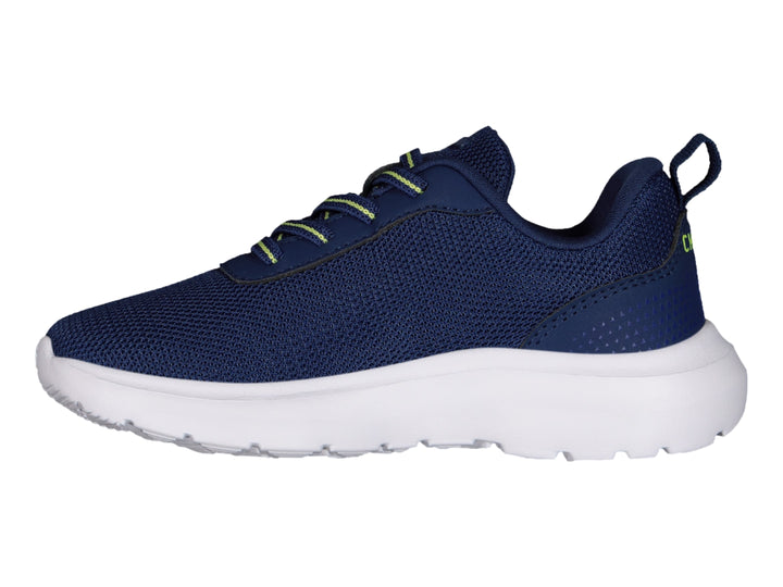 Tenis casuales Charly color azul marino con suela blanca y detalle en verde neón.