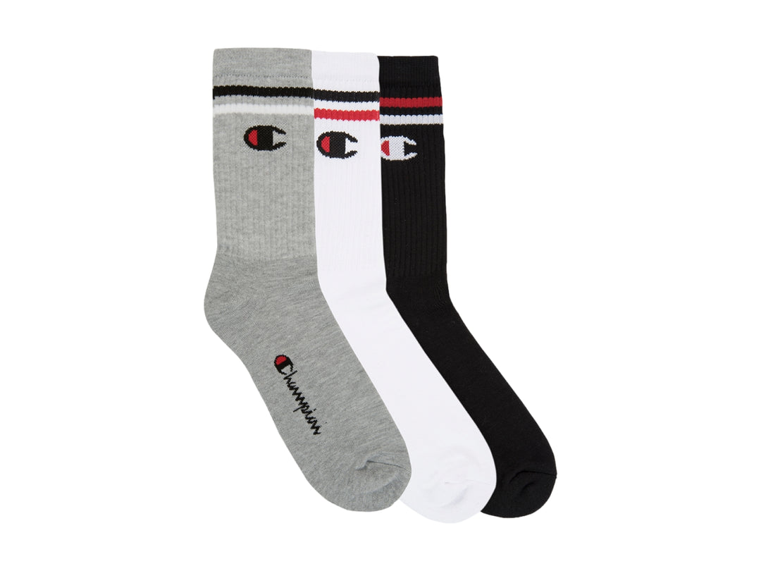 Calcetines Champion Pack 3 Negros, Blancos y Grises Unisex