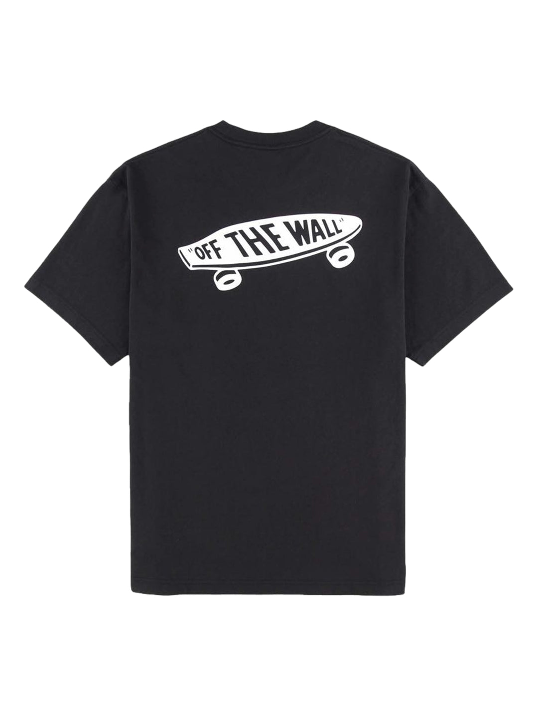 Hombre vistiendo una camiseta negra de manga corta con el logo de VANS en blanco en el pecho.