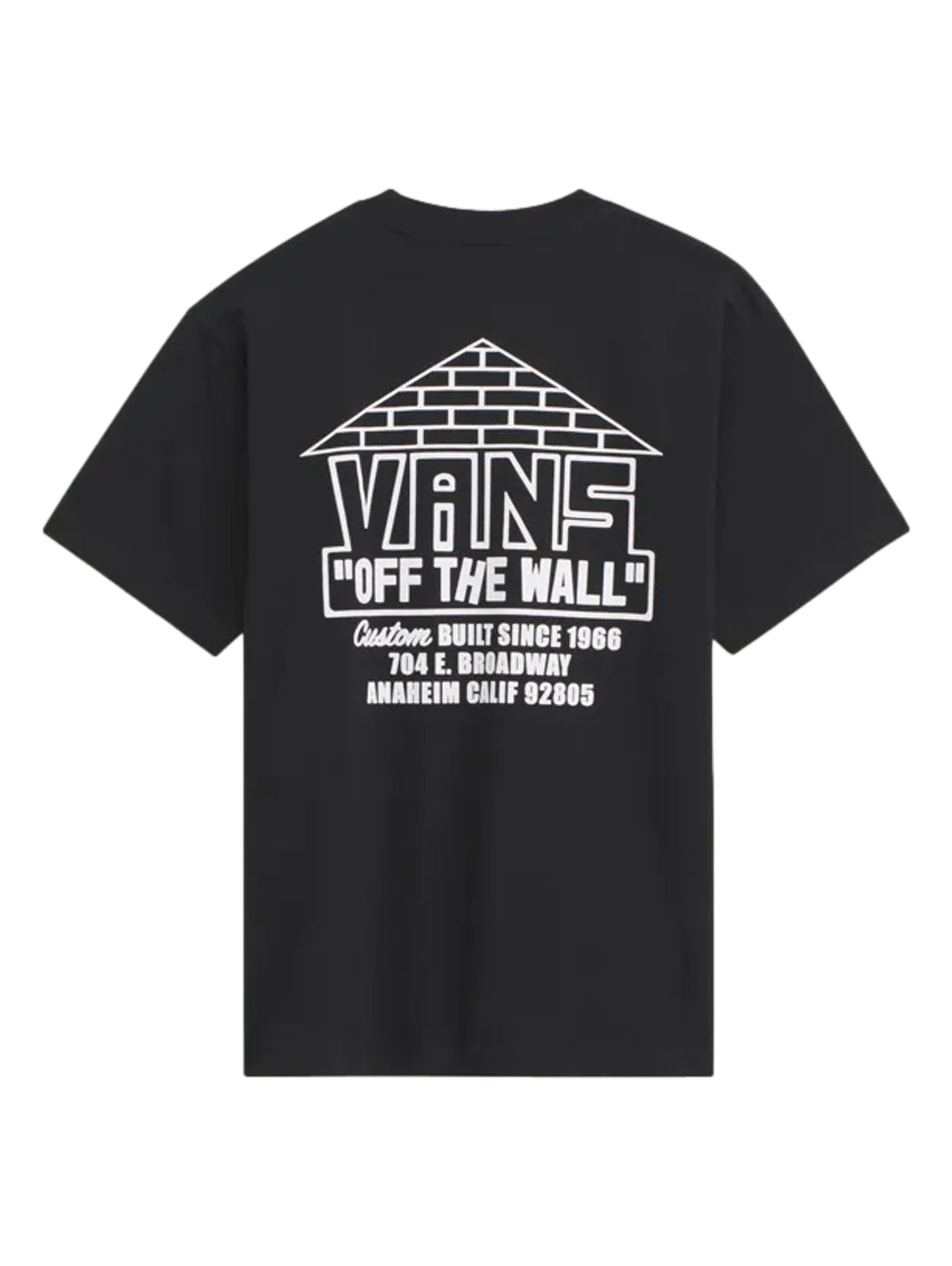 Hombre vistiendo una camiseta negra de manga corta marca Vans con logotipo blanco en el pecho.