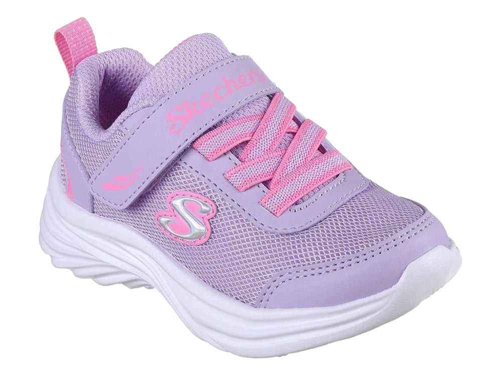Tenis deportivos para niña en color morado con detalles en rosa y suela blanca.