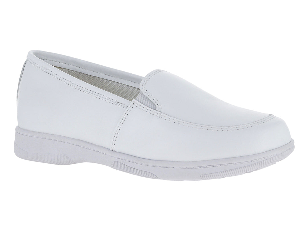 Zapato plano de color blanco, estilo slip-on, marca Dianais.