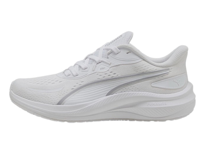Tenis deportivos PUMA Skyrocket Lite 2 en color blanco con detalles en plata, vista lateral.