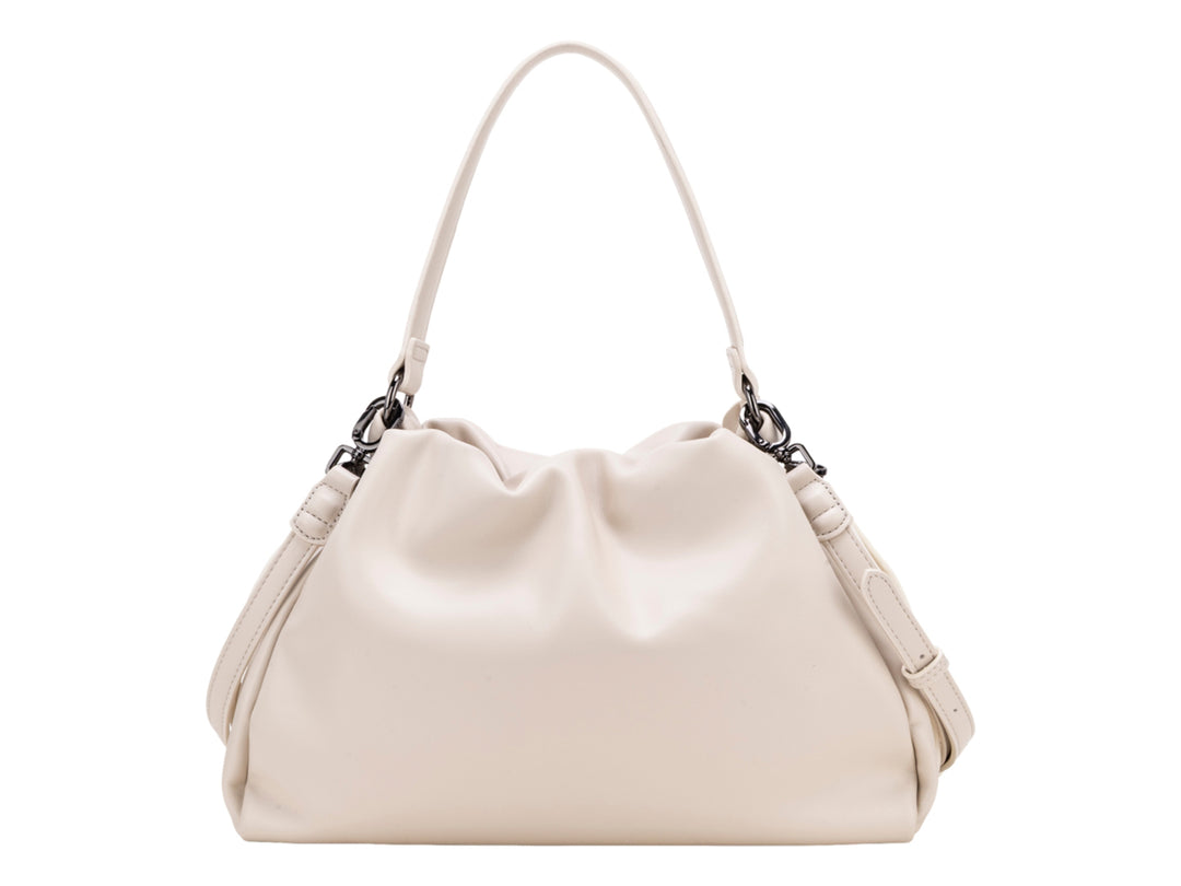 Set de bolso de hombro y monedero pequeño en color beige de la marca CLOE con acabado liso.