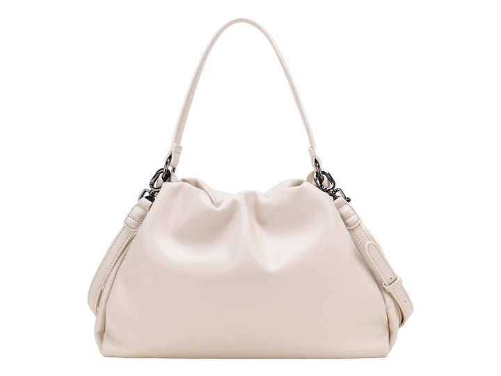 Set de bolso de hombro y monedero pequeño en color beige de la marca CLOE con acabado liso.