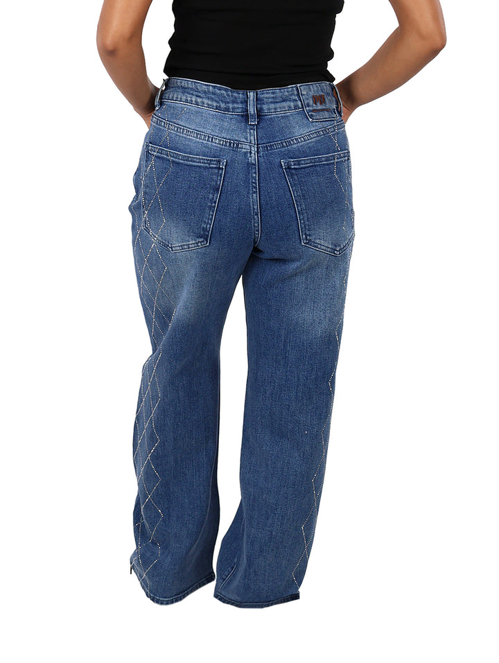 Jeans Rectos Michelle Ferrar Doble Stone para Mujer