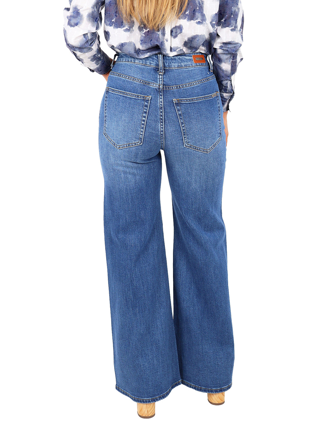 Pantalones Jeans Anchos Kosch Azul con Piedras para Mujer