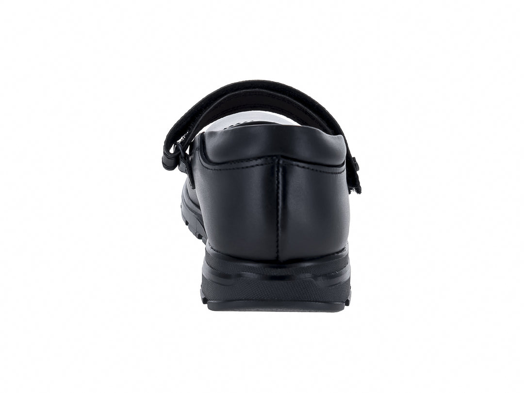 Zapato negro para Niño o Niña estilo Mary Jane con correa y suela dentada.