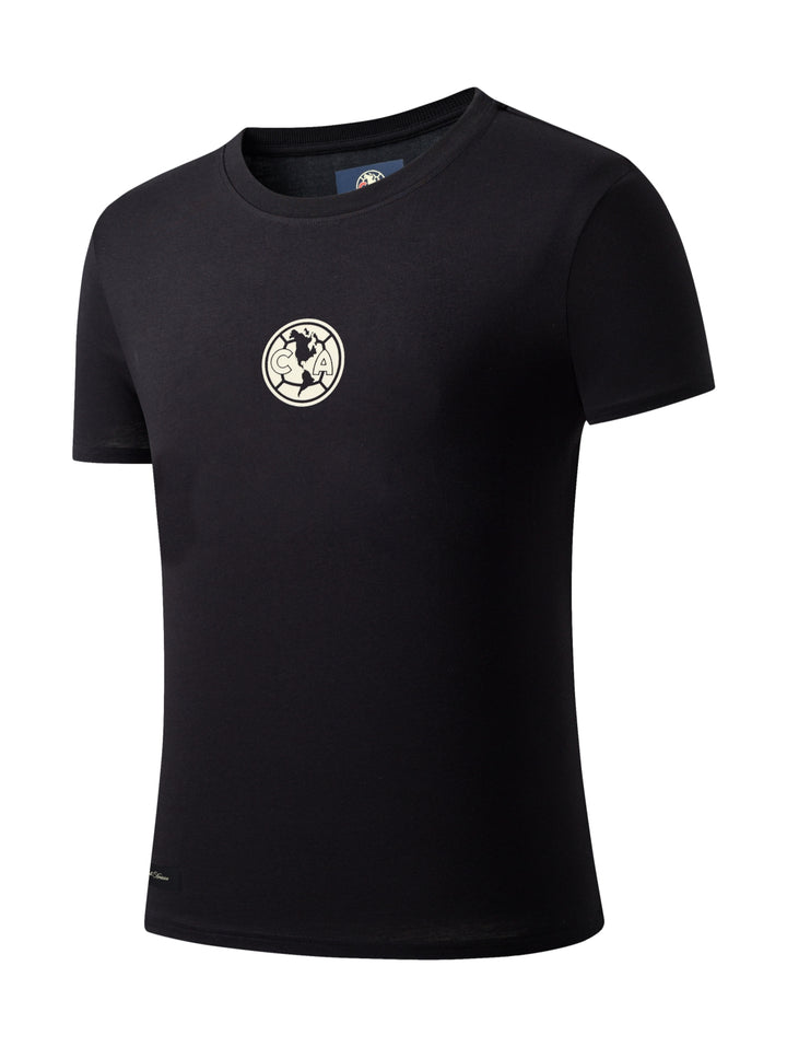 Camiseta deportiva de manga corta color negro con logotipo del Club América en el pecho.