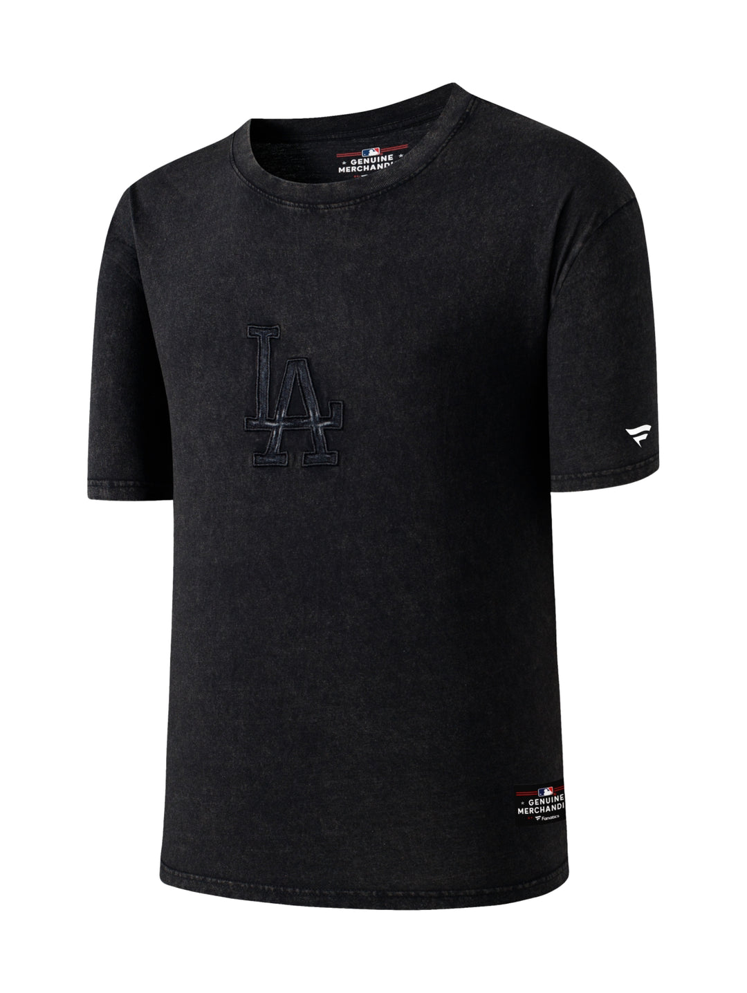 Playera deportiva de manga corta color negro con logotipo LA en el pecho.