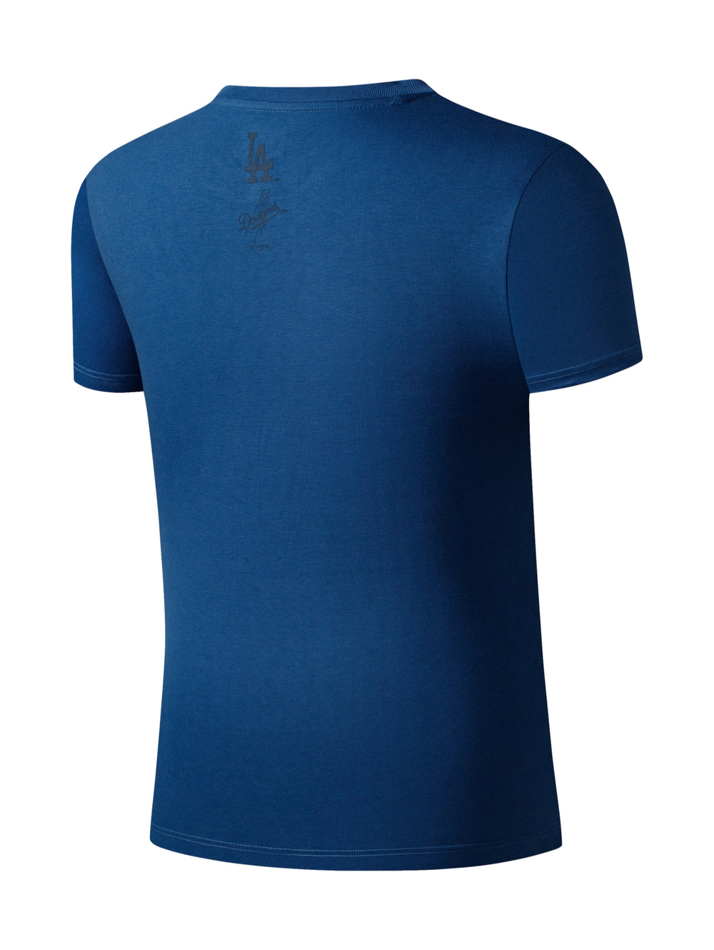 Camiseta azul de manga corta con logotipo de Los Angeles Dodgers en blanco.